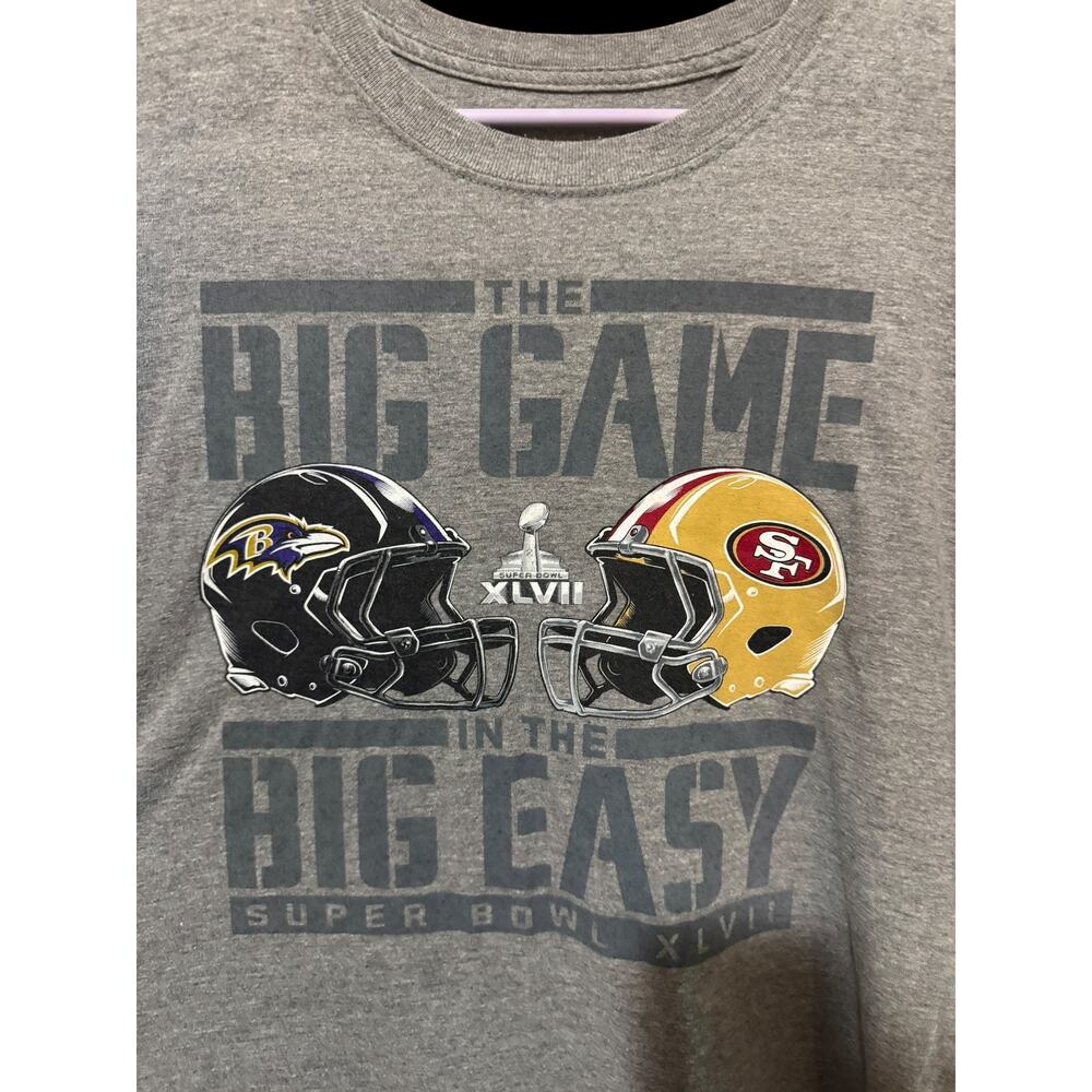 Nike Baltimore Ravens vs San Francisco 49ers Super Bowl XLVII Gray Tshirt XXL A8
